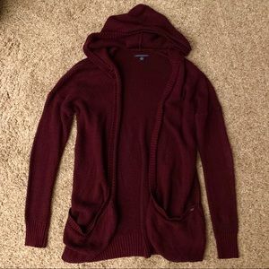 American Eagle Maroon Cardigan with Pockets
